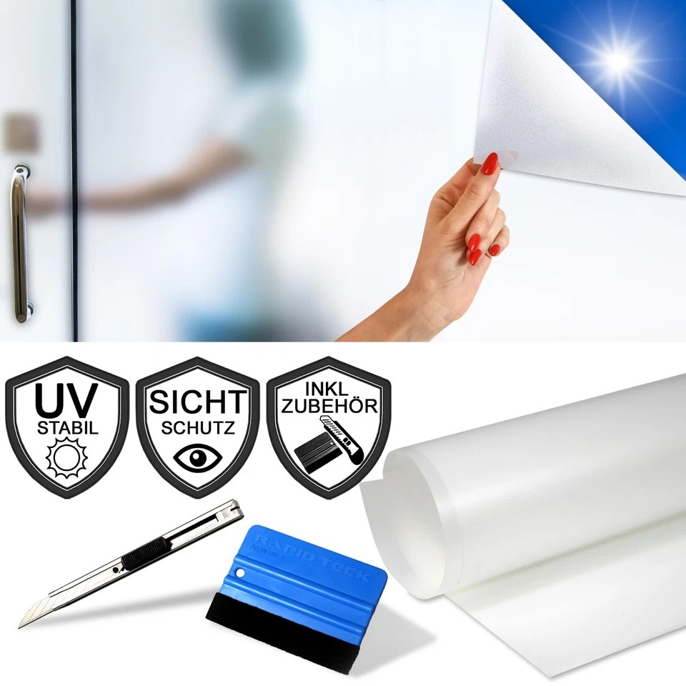 Milchglasfolie [11€/m²] Fensterfolie Glasdekor Folie Sichtschutzfolie Fenster - Bild 1 von 4