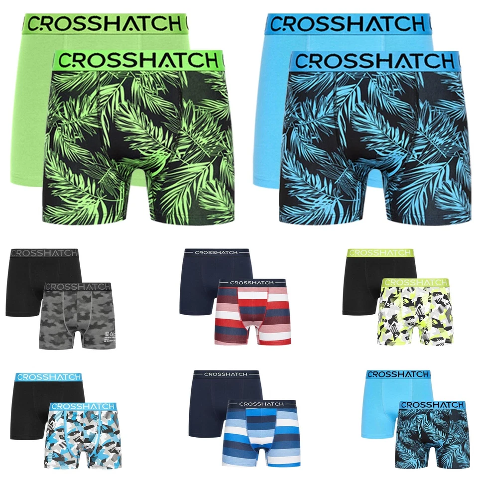 Crosshatch Mens 2 Pack Boxer Shorts Underwear Cheap Sale Father Son Husband Gift - Image 1 of 1
