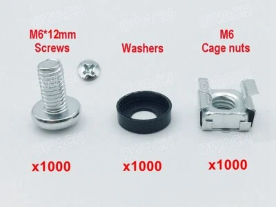 1000 pack- M6 Cage nuts & Screws for server rack shelf cabinet, High Quality - Image 1 of 4