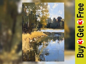 Tranquil Forest Scene 5"x7" Print on Matte Paper | Serene Landscape Painting - Picture 1 of 7