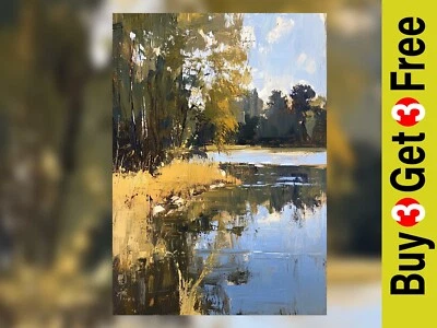 Tranquil Forest Scene 5"x7" Print on Matte Paper | Serene Landscape Painting - Image 1 of 4