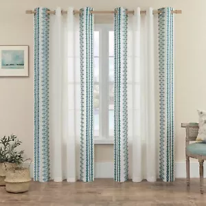 Sheer Curtains 96 Inches Long 2 Panels set for Living room Grommet Semi Sheer... - Picture 1 of 8