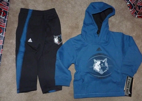 NEW ADIDAS NBA Minnesota Timberwolves 2 Piece 4T Hoodie Sweatshirt Pants NWT Cover