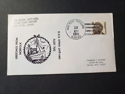 USS UTINA ATA-163 Naval Cover 1970 Nicholson Cachet USS FORT SNELLING LSD-30 - Image 1 of 2