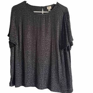 A New Day Womens Shirt Size M Black Animal Print Classic Dressy Flowy XXL - Picture 1 of 8
