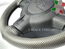GREY PERF LEATHER STEERING WHEEL COVER FITS MITSUBISHI FUSO THE GREAT  - | DIFF