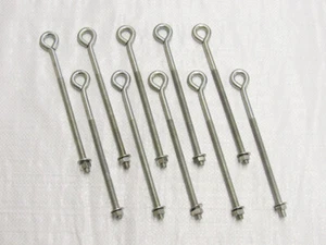 x10 bulloni detratti ripiegati dado e lavatrice M10 x 200 mm (supporto filo placcato zinco) - Foto 1 di 2