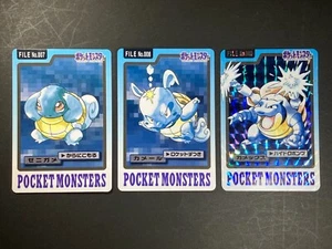 3 SET! Carddass Squirtle, Wartortle & Blastoise Prism Holo Japanese Pokemon LPMP - Picture 1 of 9