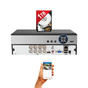 Cámara de Seguridad DVR de 8 Puertos H.265 HD TVI AHD CVI 1 TB - Imagen 1 de 10