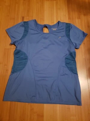 Camisa atlética mujer cabeza azul talla mediana con recorte de ojo de cerradura  Foto 1 de 3