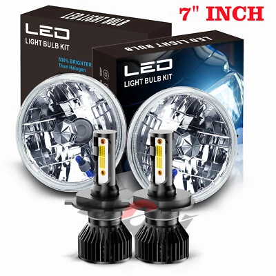 For Dodge D100 D200 D300 Pickup 1969-1974 7" Inch Round LED Headlights DRL Foto 1 de 4