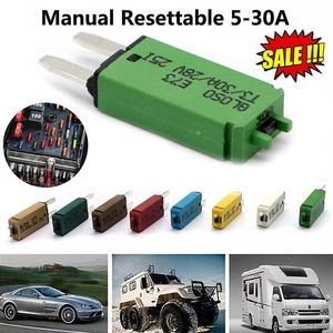 Mini fusible de hoja de disyuntor de restablecimiento manual para auto automóvil camión RV 12V-24V - Imagen 1 de 18