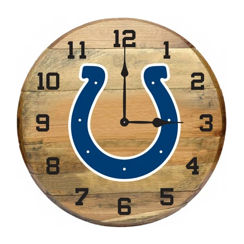 INDIANAPOLIS COLTS AUTHENTIC OAK BARREL 21" CLOCK Cover