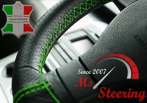 PARA RANGE ROVER L322 CUBIERTA VOLANTE CUERO PERF NEGRO VERDE DOBLE ST - Imagen 1 de 4