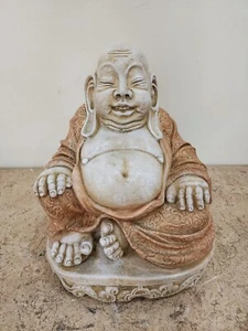 Vintage sitzender Happy Buddha Statue Handarbeit Orientalische Kunst - Bild 1 von 8