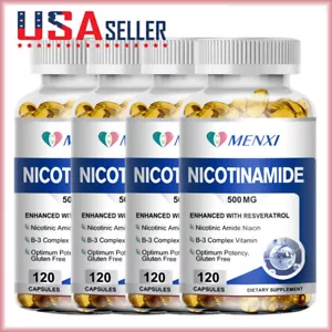 Nicotinamide 500MG Resveratrol, Anti-aging NAD Supplement 120 Capsules MENXI US - Picture 1 of 14
