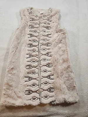 Flying Tomatoes Faux Fur Ladies Vest Cream With Aztec Geometric  Design Size... - Image 1 of 4