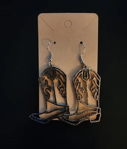 Orecchini western stivali metallo pendente cowboy ranch regalo calza stuffer - Foto 1 di 3