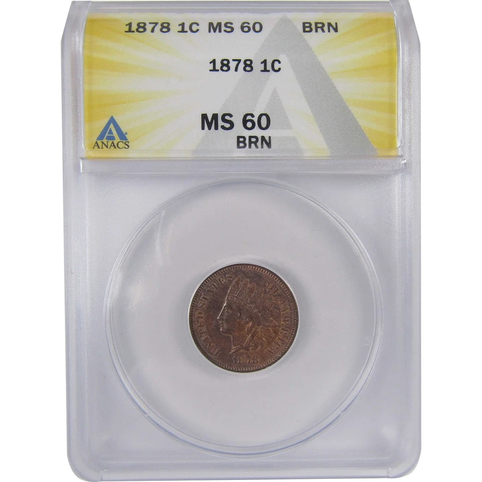 1878 Indian Head Cent MS 60 BN ANACS Penny Uncirculated SKU:I17844 - Image 1 of 4