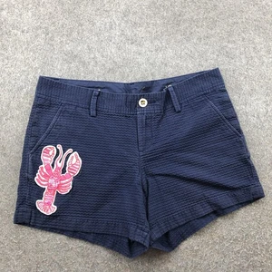 Lilly Pulitzer Shorts Womens 10 Navy Callahan 5 Inseam Lobster Patch Seersucker - Picture 1 of 11
