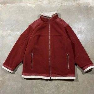 Vintage Cabela’s for Women Red Fleece Jacket L Sherpa Lined Aztec Trim - Picture 1 of 9