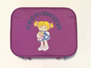 Vintage Mercury Going To Grandma’s Girls Fuchsia Purple Suitcase Luggage - Picture 1 of 6