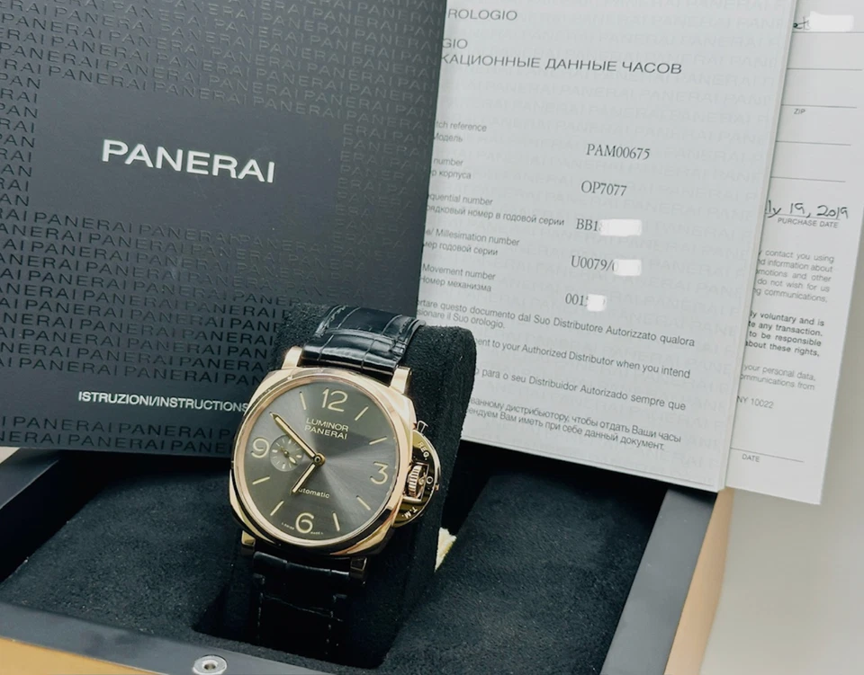 Panerai Luminor Due PAM00675 45 mm 3 días esfera gris oro rosa 18 quilates caja papeles Foto 1 de 1