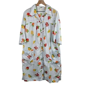 Vintage Model Coat Fruit Print Housecoat M? Smock Robe MuuMuu - Picture 1 of 10