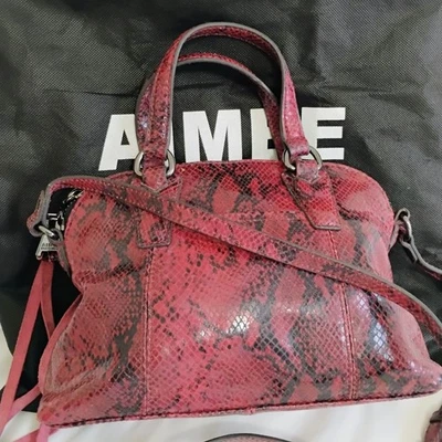 Bolso Bandolera Aimee Kestenberg Rojo Piel de Serpiente Cartera de Cuero Genuino + Bolsa para el Polvo Foto 1 de 4