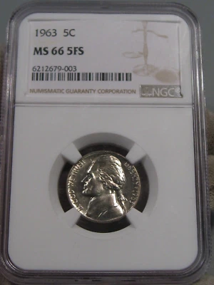 GEM BU 5 Full Steps 1963 Jefferson Nickel NGC MS66 5FS. #8 - Image 1 of 4