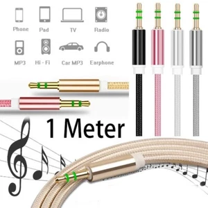 Aux Cable Jack To Jack 3.5Mm Audio Lead Male Stereo 1m Car PC Phone Plug in UK - Afbeelding 1 van 14