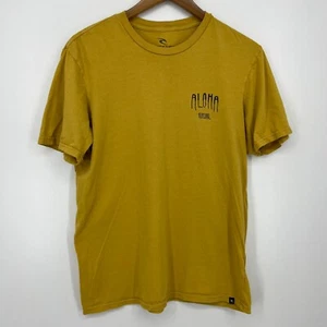 Rip Curl T-Shirt Men's Size M Yellow Aloha Hawaii Double Sided Logo Short Sleeve - Picture 1 of 10