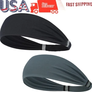 2Pcs Women Sports Yoga Wide Headband Elastic Stretch Hair Band Turban Headwrap - Picture 1 of 12