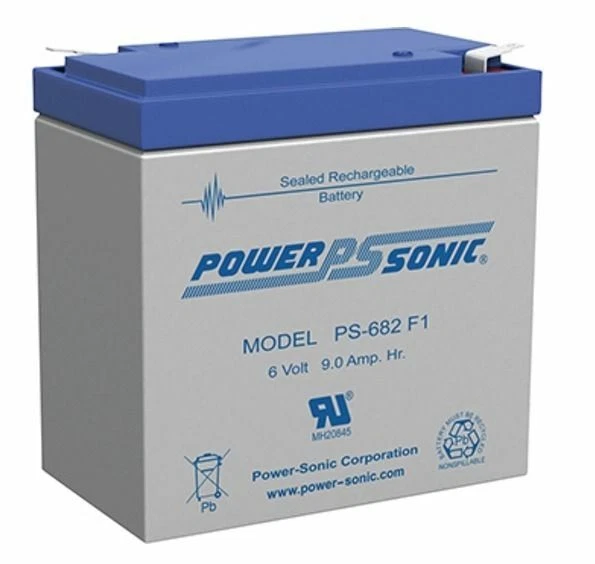 Power-Sonic PS-682 6V 9AH Sealed Lead Acid SLA Battery F1 Terminal Rechargeable