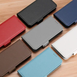 For HTC U24 Pro, Luxury Classic Matte Flip Leather Wallet Card Case Rubber Cover - Picture 1 of 24
