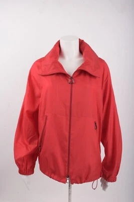 AKRIS Womans Veronique Red Silk Jacket Blouson Taffeta Size 4 Hooded NWT $2590 - Image 1 of 4