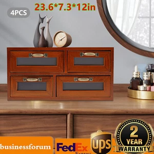 Brown Multi Drawer Storage Organizer Wooden Storage Box Desktop Drawer Organizer - Picture 1 of 21