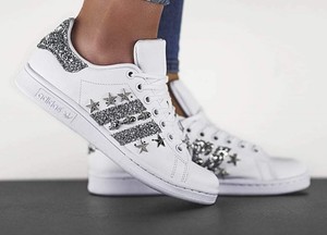 Adidas Stan Smith Borchiate Glitter Argento - U Premium