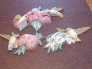 VTG Burwood Hummingbird Wall Plaques Décor Set of 3 Homco #3303 Made in USA - - Picture 1 of 3