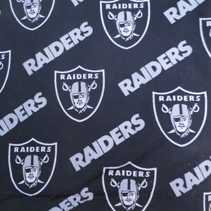 Cotton Quilt Fabric Raiders Football Black Grey 27" x 58" Craft Material #314 - Picture 1 of 2