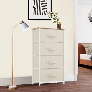 Dresser 4 Drawers Fabric Storage Tower Organizer Unit for Bedroom Entryway White - Picture 1 of 5