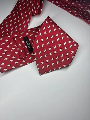 Corbata geométrica roja J Crew para hombre 100 % seda pingüinos Foto 1 de 4