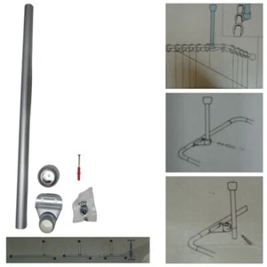 Deckenhalterung für Duschvorhangstange 55cm Deckenstütze Duschstange Silber matt - Bild 1 von 4