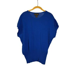 Vintage Kelly Harper 2XL Knit Bluson Short Sleeve Cobalt Blue Sweater 80s 90s - Picture 1 of 11