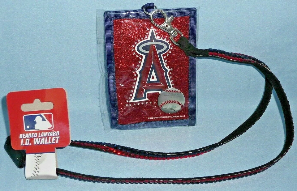 LOS ANGELES Anaheim ANGELS Beaded LANYARD I.D. WALLET ~ Rico Brand NEW - Image 1 of 3