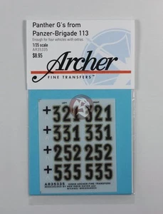 Archer 1/35 Panther Ausf.G Markings Panzer-Brigade 113 France (4 tanks) AR35335 - Picture 1 of 1