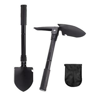 3 in 1 Folding Shovel Pick Spade with Carrier Bag Outdoor Camping Digging Tools