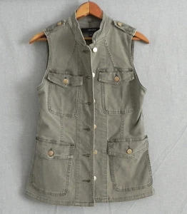J Brand Vest Faded Gray Button Closure Pockets 97% Cotton Size XS - Picture 1 of 8