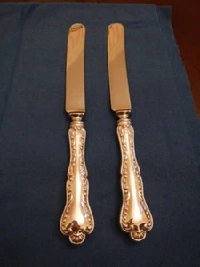 2 LOUIS XV 10" Old French Hollow DINNER KNIFES BY BIRKS - Picture 1 of 2