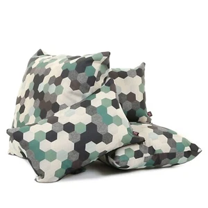 Modern Geometric Shaped Pattern Teal Grey White Fabric Filled Cushion & Cover - Picture 1 of 18